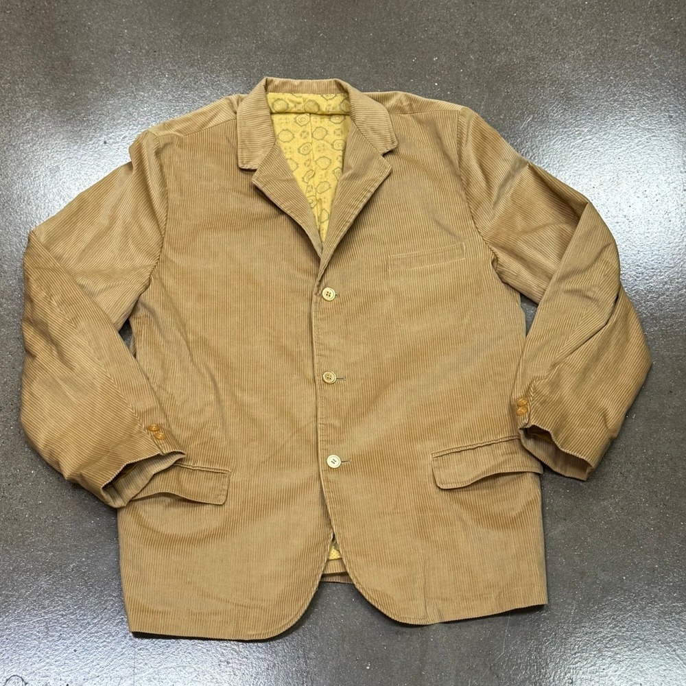 Vintage Sears Perma-Prest Corduroy Blazer Tan 3-Button Sport Coat Mens XL 44 46